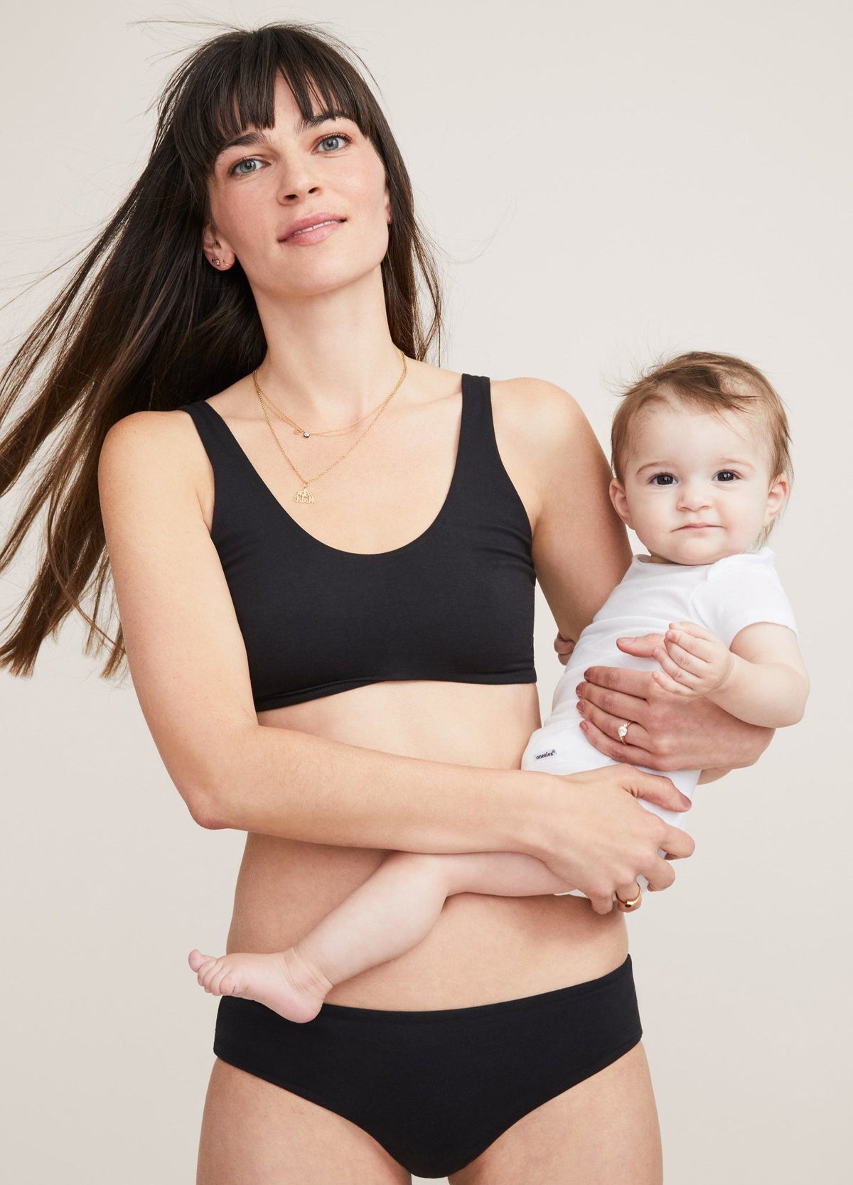 The Everyday Brief - Black seamless maternity brief and matching nursing bra with soft stretch fabric designed for pregnancy and postpartum.